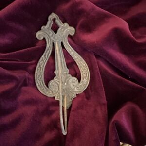 Antique Decorative Cast Iron Wall Bill Paper Spike Ornate Vintage